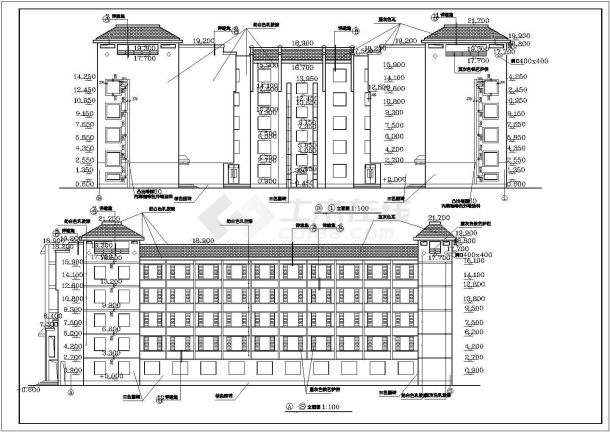  6层10402平米砖混U形学生公寓楼建筑施工图（长56.7米 宽53.07米）-图二