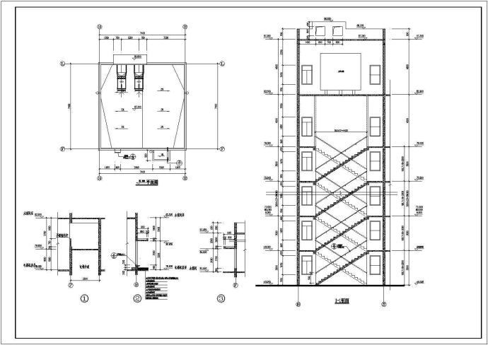 某高层住宅楼楼梯电梯设计cad施工图纸（标注详细）_图1