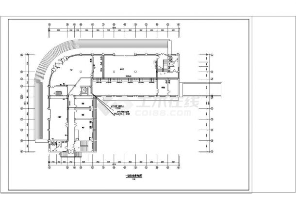 某地综合楼办公平面设计cad施工图纸-图一