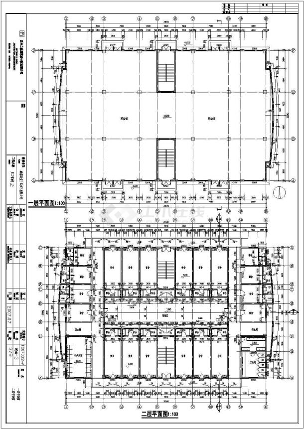某5387平方米六层框架结构员工宿舍楼毕业设计cad全套建筑施工图（含设计说明，含结构设计，含计算书）-图二