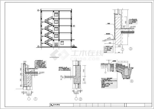 厦门市阳明中学5240平米5层框架结构学生宿舍楼建筑结构设计CAD图纸-图二