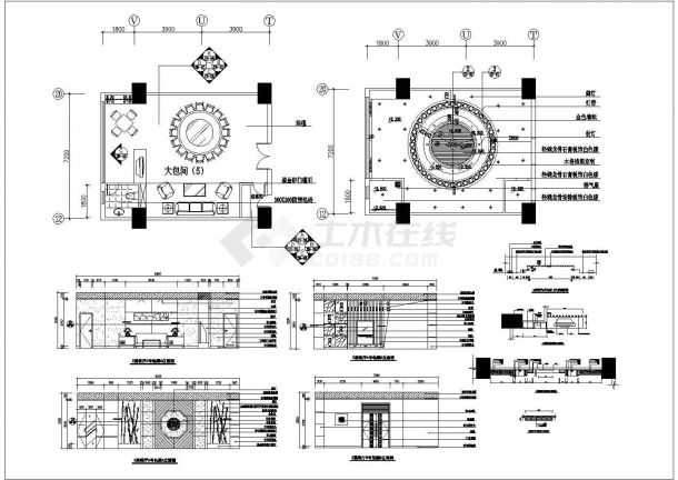 某餐厅包间CAD设计详细构造详图-图一