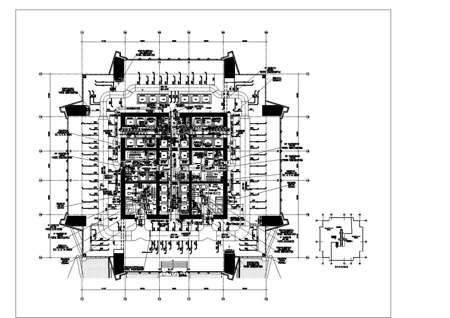 某塔楼二十四层通风空调CAD设计节点平面图