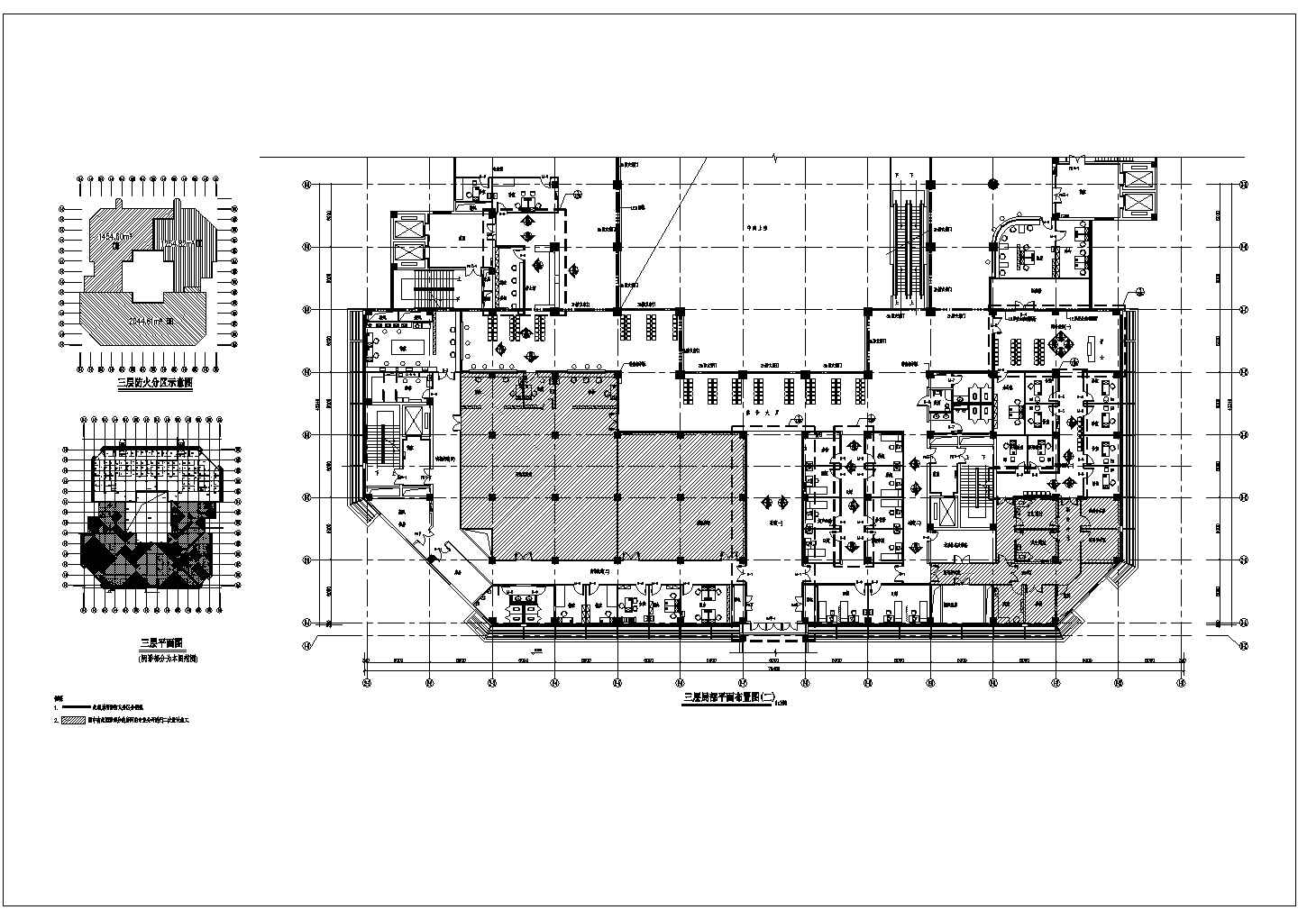某医院三层局部平面CAD设计详细布置图