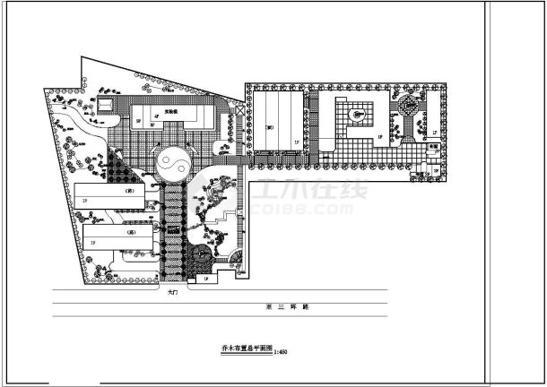 某厂区植物配置CAD设计节点平面图-图一