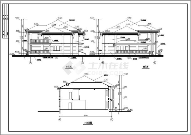 【湖南】某地精品多层别墅楼全套建筑设计施工cad图纸-图二