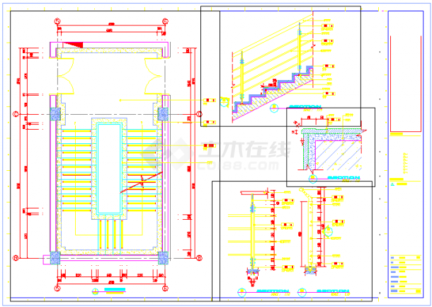 某酒店二层餐厅施工图楼梯CAD详细设计平面图-图一