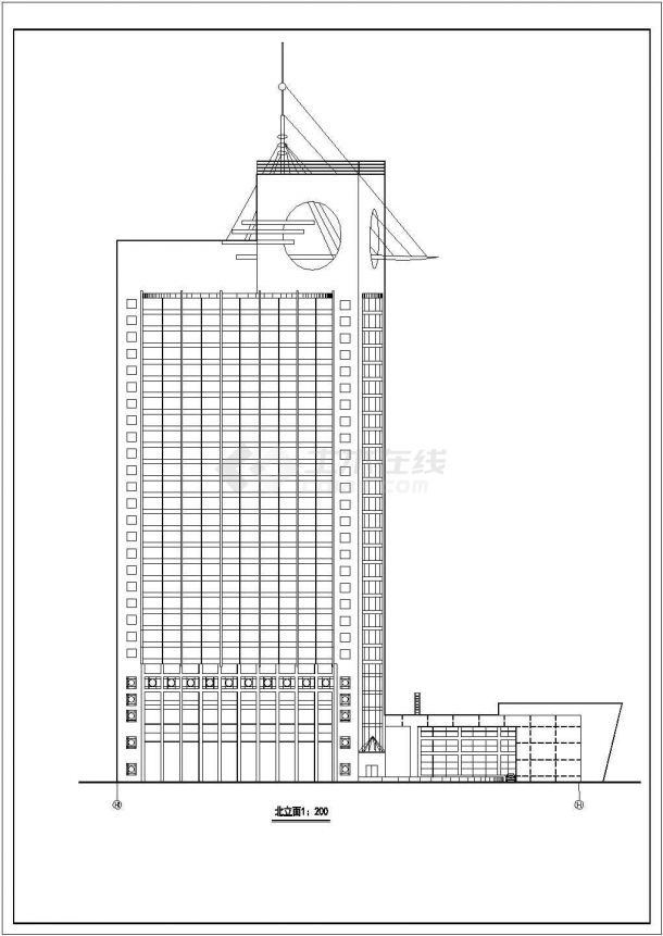某-2+30层框架结构三星级宾馆设计cad全套建筑方案图【含设计说明】-图一
