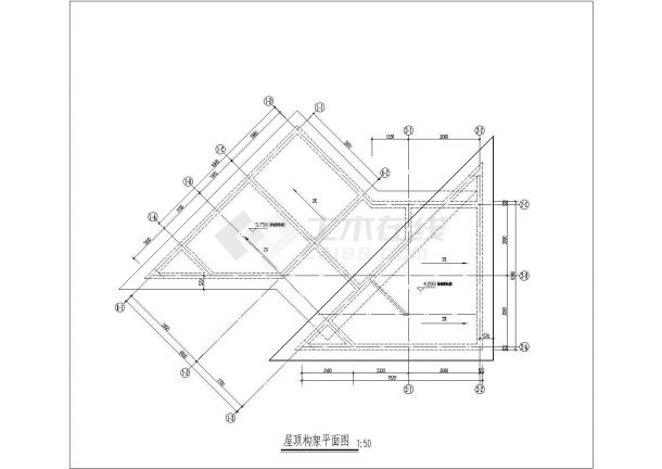 益阳屋顶结构架构平面布置设计全套施工cad图-图一