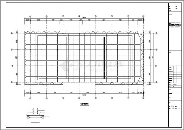 [深圳]某地中学体育馆网架结构施工图（含预埋件平面布置图，网架上、下弦安装图）-图一