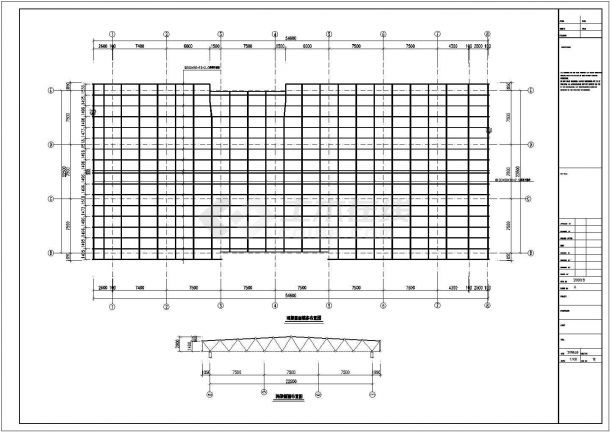 [深圳]某地中学体育馆网架结构施工图（含预埋件平面布置图，网架上、下弦安装图）-图二