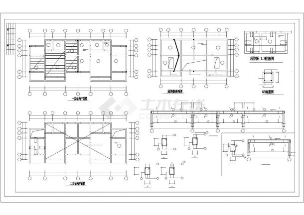 厦门某小区2层框混双拼别墅CAD建筑设计图纸（1楼2户/每户370平米）-图一