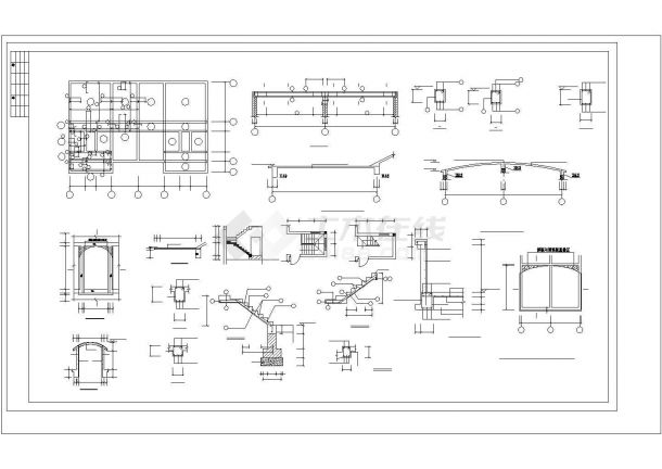 厦门某小区2层框混双拼别墅CAD建筑设计图纸（1楼2户/每户370平米）-图二