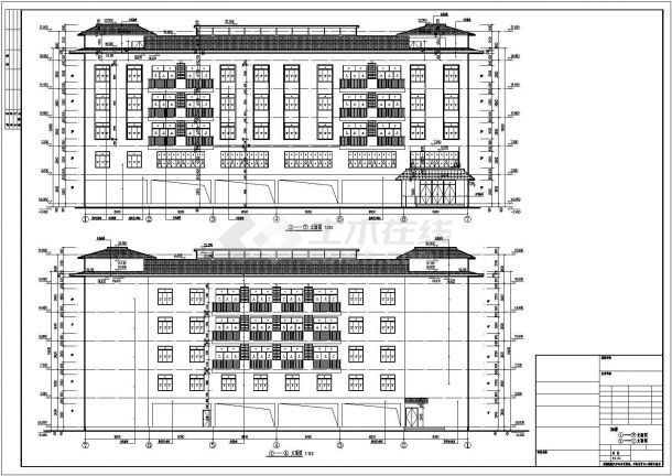 1.1万平米5+1层框架办公楼CAD建筑设计图纸（含车库和阁楼）-图一
