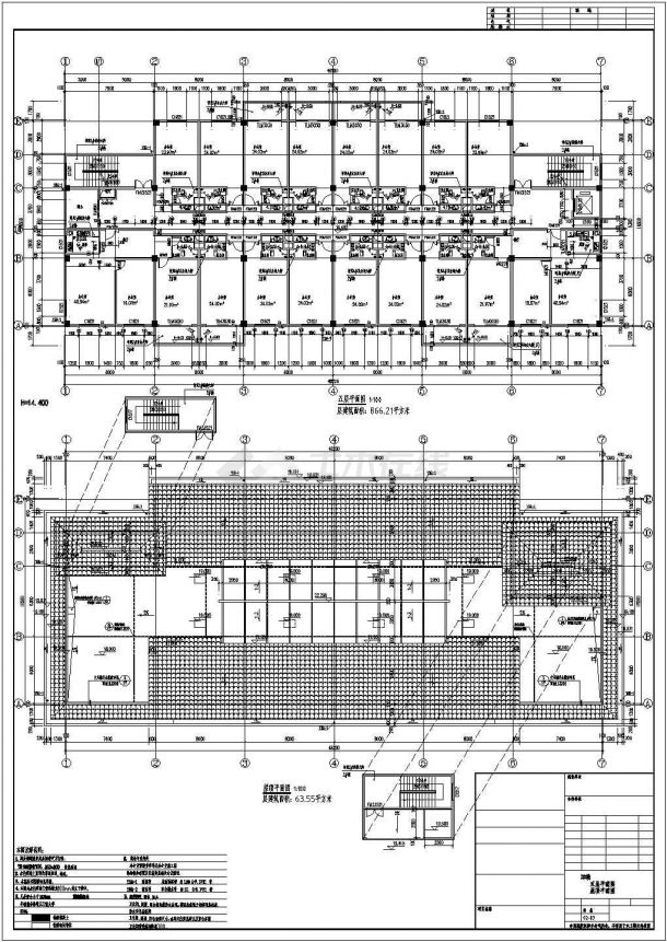 1.1万平米5+1层框架办公楼CAD建筑设计图纸（含车库和阁楼）-图二