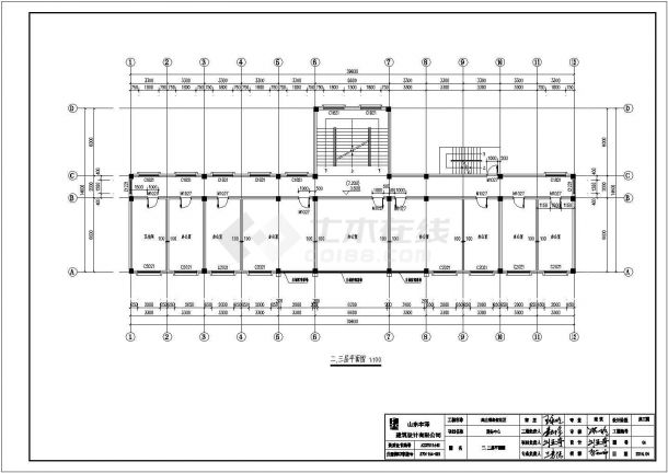 天津市小区1500平米4层框架服务中心全套CAD建筑设计图纸-图一