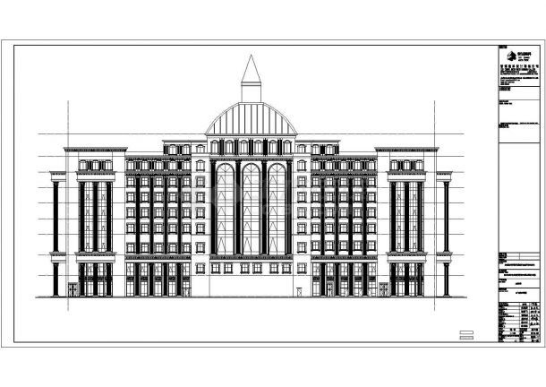 济南市某商业街2.5万平米9层框架办公楼全套CAD建筑设计图纸-图二