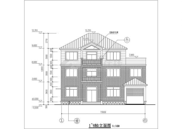 380平米3层混合结构单体别墅全套CAD建筑设计图纸-图一
