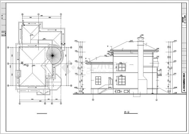 济宁市某居住区425平米3层框架结构单体别墅CAD建筑设计图纸-图一