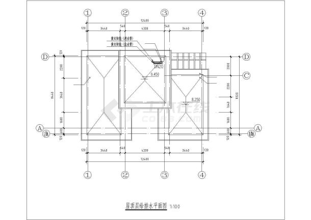 300平米左右2层混合结构独栋别墅给排水系统CAD设计图纸-图二