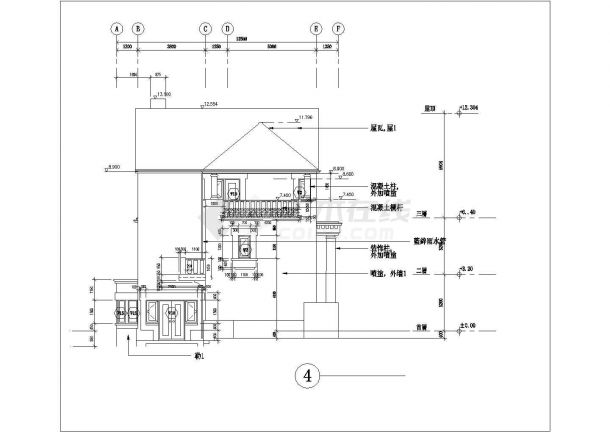 长春市某小区280平米3层砖混结构单体别墅CAD建筑设计图纸-图二