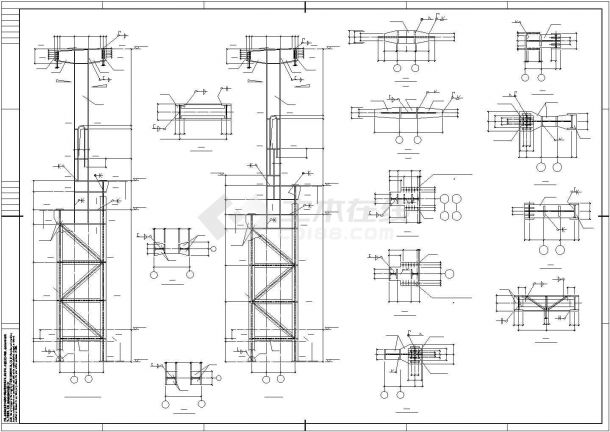某经济区单层带吊车轻钢厂房设计施工CAD图纸-图二