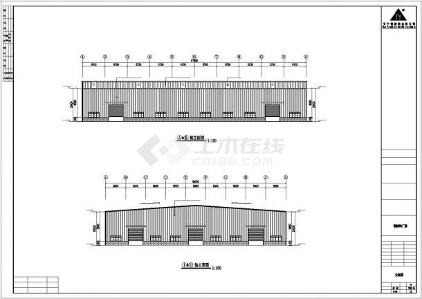 某经济区公司67米x54米钢结构厂房设计施工CAD图纸-图二