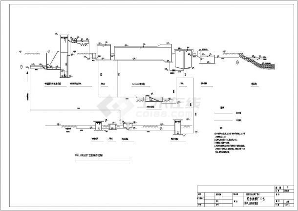 某污水厂水解酸化+氧化沟工艺CAD设计环保图纸-图一