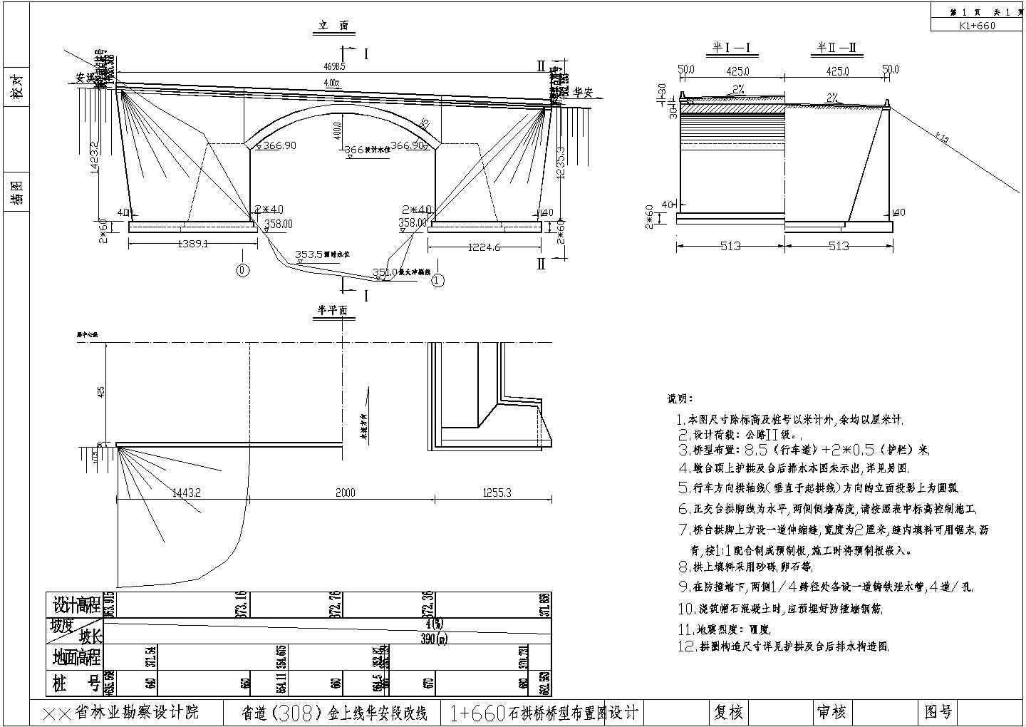某省道石拱桥设计cad详细施工图纸
