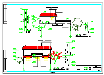 赣州市新农村建设农民住宅建筑设计cad图纸含效果图