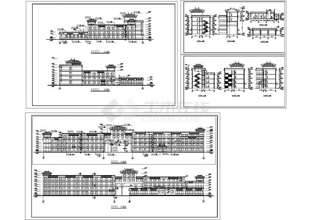 天津某个高校8000平米左右4层框架结构食堂餐厅建筑设计CAD图纸-图二