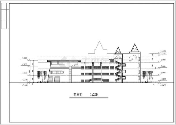 崇州市某社区幼儿园3500平米4层框架教学楼建筑设计CAD图纸-图一