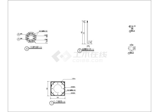 某旗台设计cad基础结构施工详图-图二