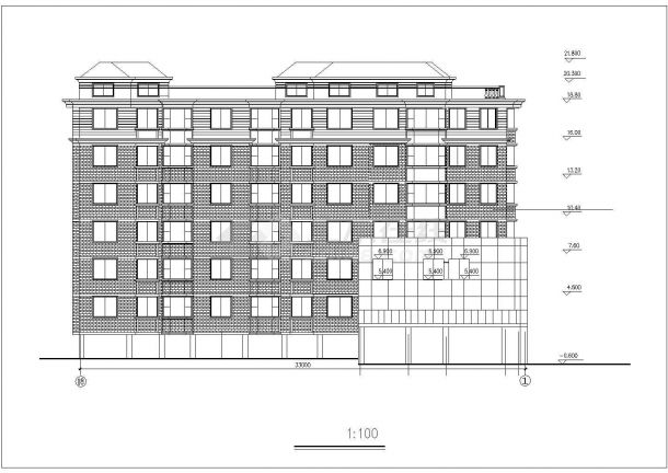 兰州某小区4500平米6层砖混住宅楼建筑设计CAD图纸（含架空层和阁楼）-图一