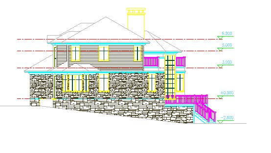 某坡地独栋别墅建筑设计cad施工图含效果图_图1