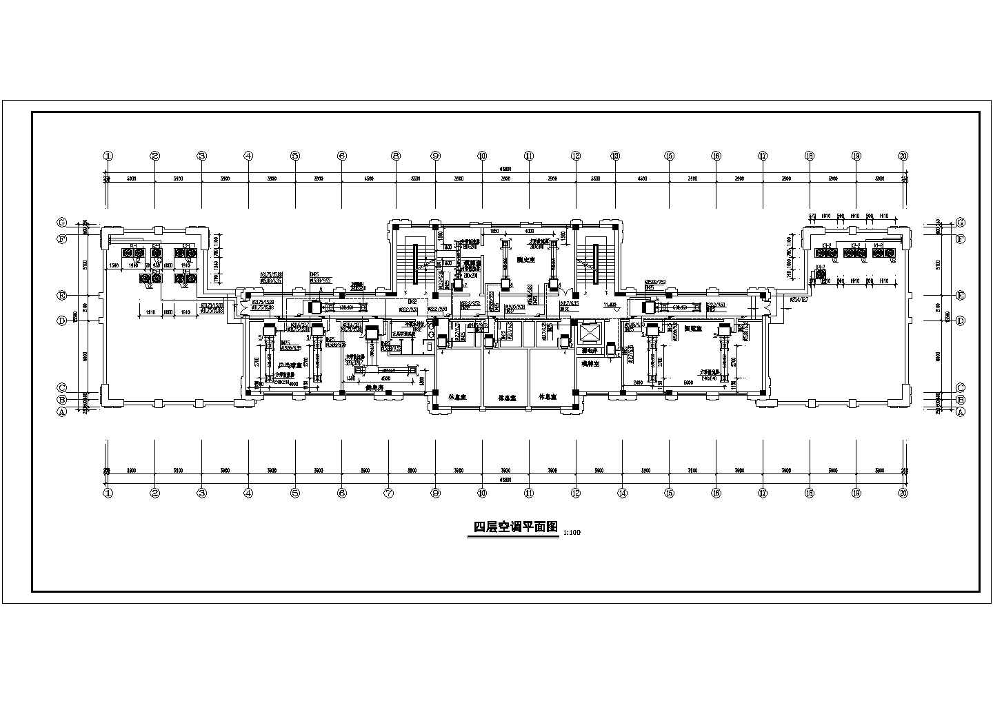 青岛市某大型健身房暖通施工CAD布置图