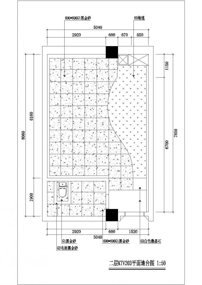 KTV包房室内设计装修图CAD图纸_图1