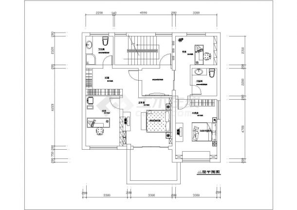 吉林省松原市某别墅室内装修施工CAD图-图二