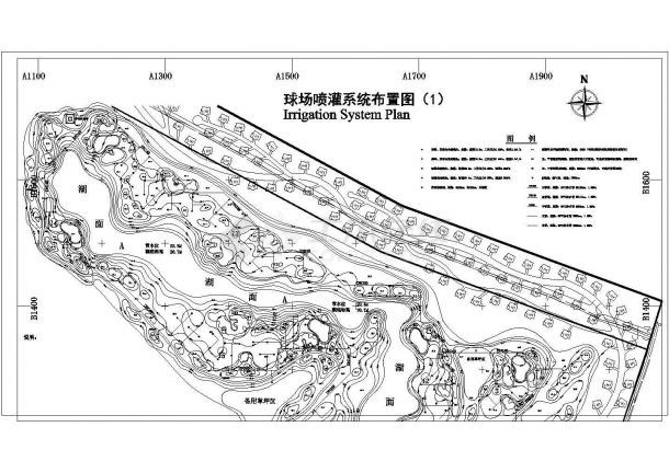 永州高尔夫球场及喷灌系统设计全套施工cad图-图一