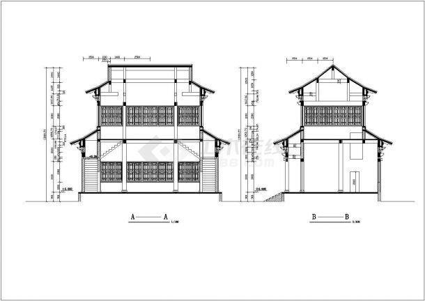 开封观音殿建筑底商私人住宅楼设计CAD详细建筑施工图-图二