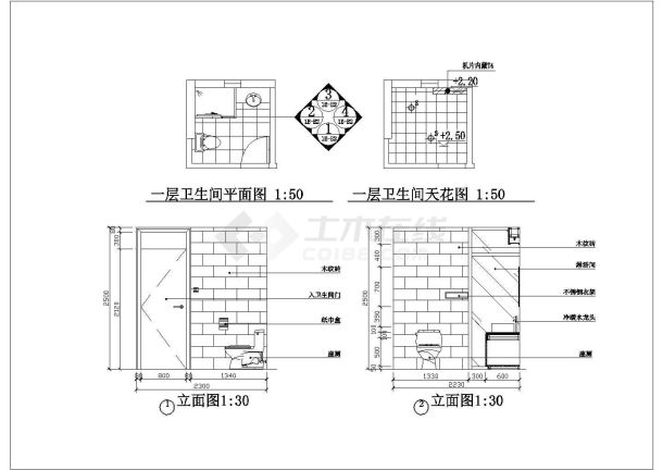 柳州家庭卫生间装修设计全套施工cad图-图一