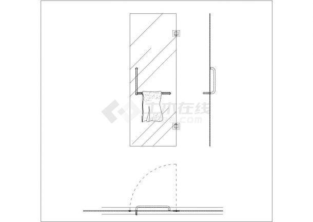 某玻璃门CAD构造平立面设计图-图一