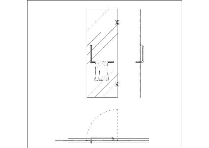 某玻璃门CAD构造平立面设计图_图1
