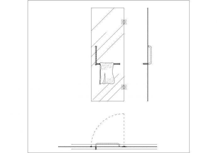 某玻璃门CAD节点平立面构造_图1