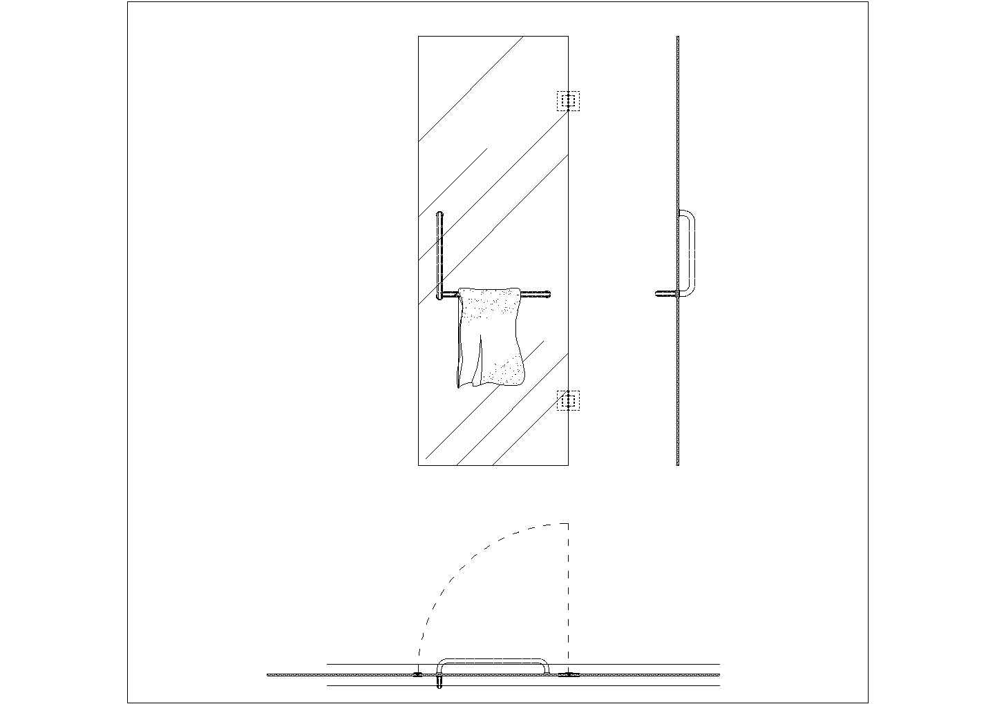 某玻璃门CAD节点平立面构造