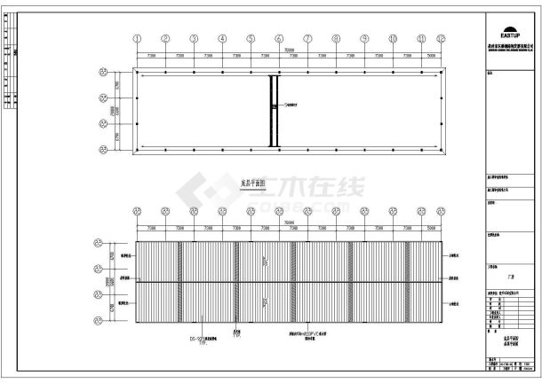 某石材公司跨距20米轻型门式钢屋架结构厂房设计cad详细结构施工图（含设计说明，含建筑设计）-图二