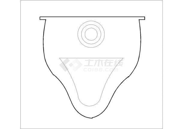 某壁挂式小便器CAD节点平立剖设计-图一