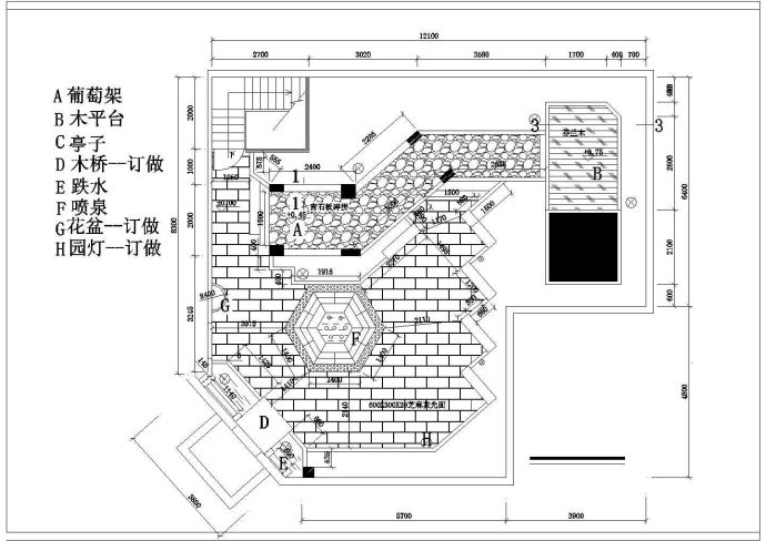 佳华屋顶花园设计cad全套施工图（标注详细）_图1