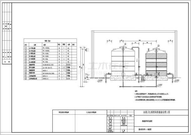 某垃圾卫生填埋场渗滤液处理工程设计cad详细工艺施工图纸-图一