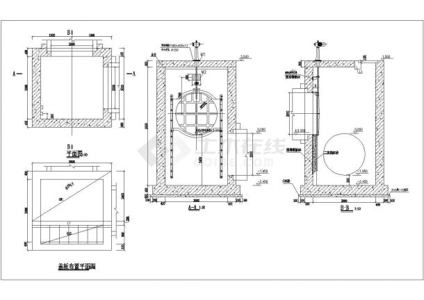 闸门井施工图平剖面图详图-图一